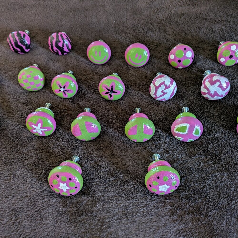 Hand-painted Wooden Drawer Pulls
